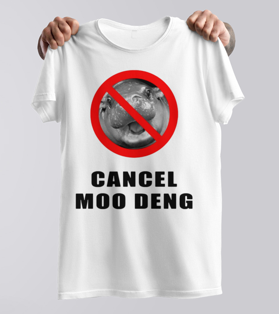 Pizzaslime Cancel Moo Deng No Entry Sign T-Shirt