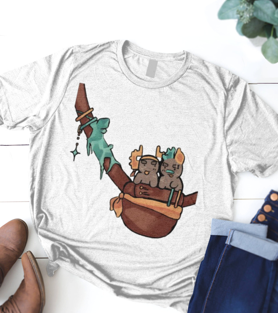 Coilpunk Steamcoil Phighting Cute Duo In Bag With Antlers And Spear T-Shirt