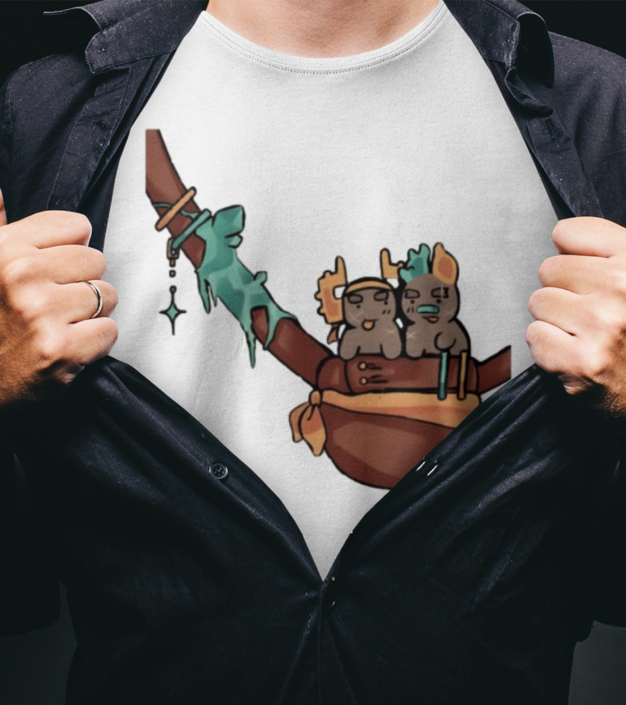 Coilpunk Steamcoil Phighting Cute Duo In Bag With Antlers And Spear T-Shirt