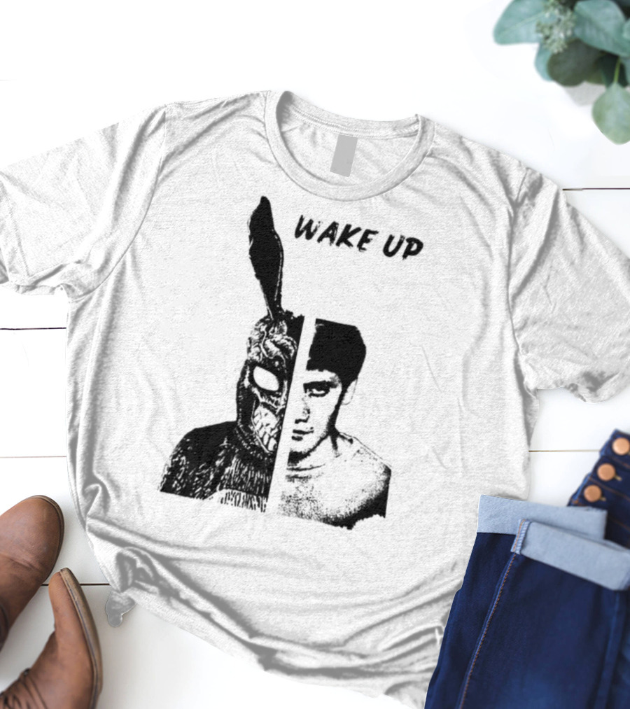 Donnie Darko Wake Up Split Face Frank And Donnie Portrait T-Shirt