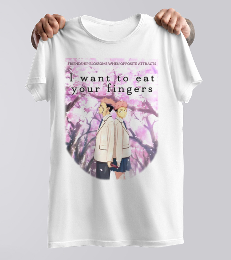 Friendship Blossoms When Opposites Attract I Want To Eat Your Fingers Anime Scene T-Shirt