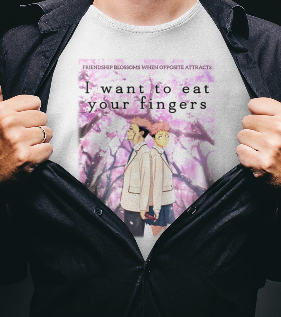 Friendship Blossoms When Opposites Attract I Want To Eat Your Fingers Anime Scene T-Shirt