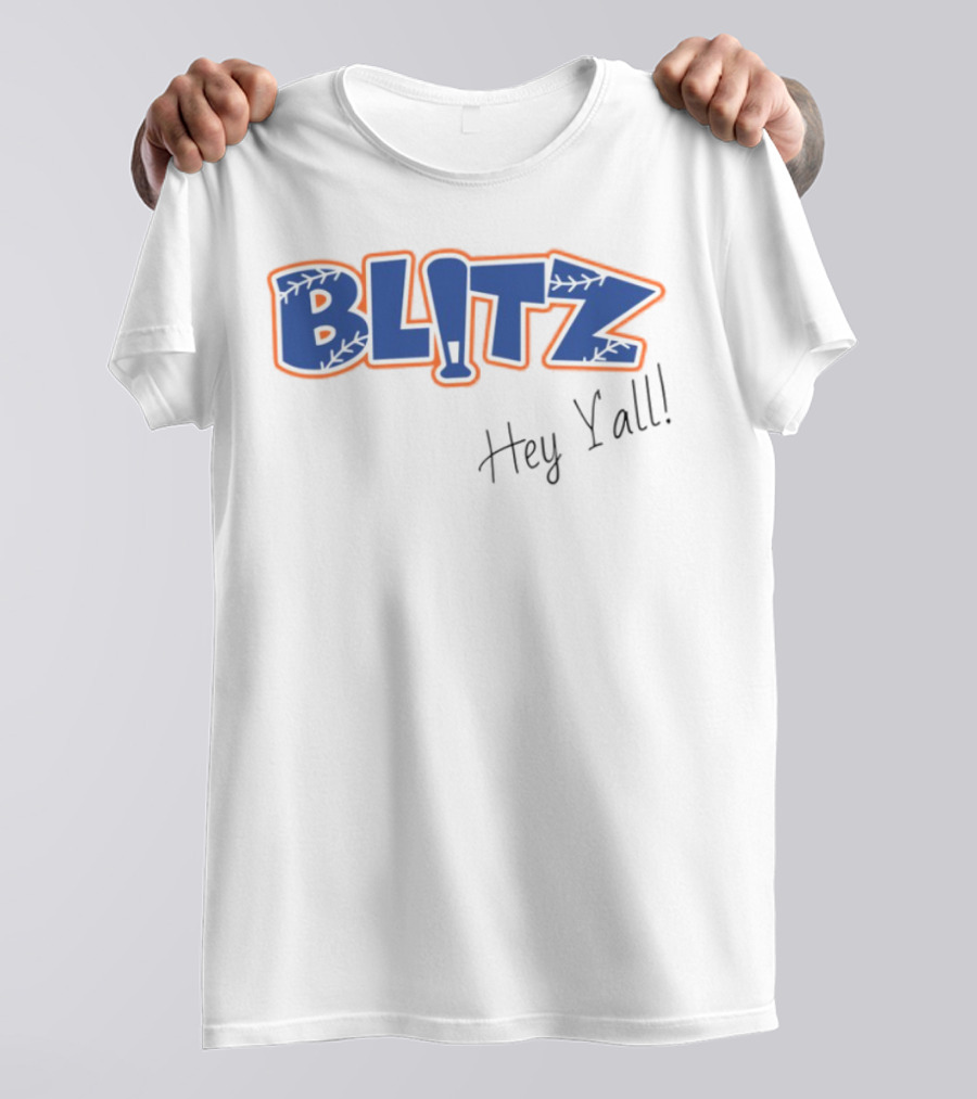 Blitz Hey Y'all Baseball Bat Stitching Style T-Shirt