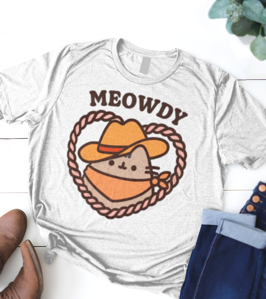 Meowdy Cowboy Pusheen With Hat And Bandana T-Shirt