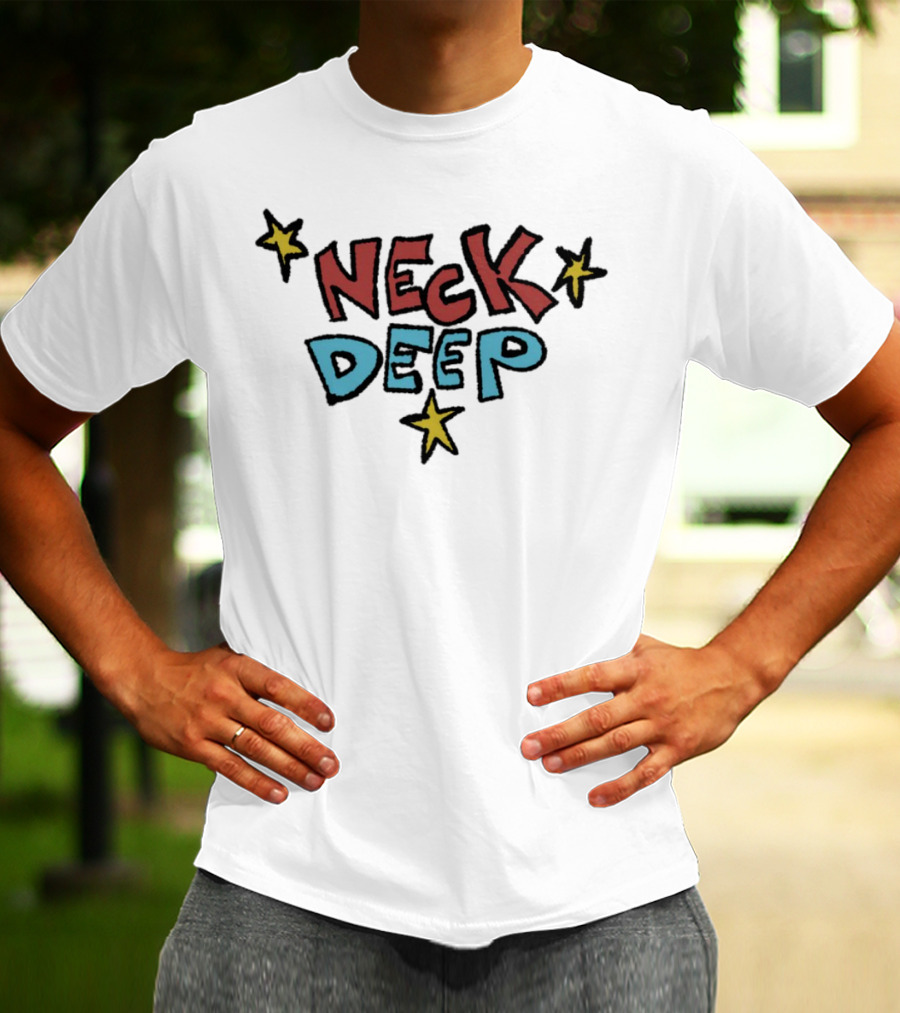 Neck Deep World Exclusive Stars Red Blue Text T-Shirt