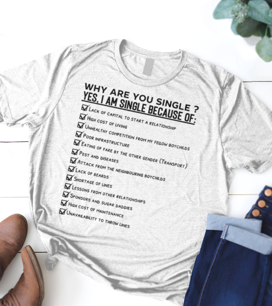 Why Are You Single Lack Of Capital To Start A Relationship Joblessness Family Pressure T-Shirt