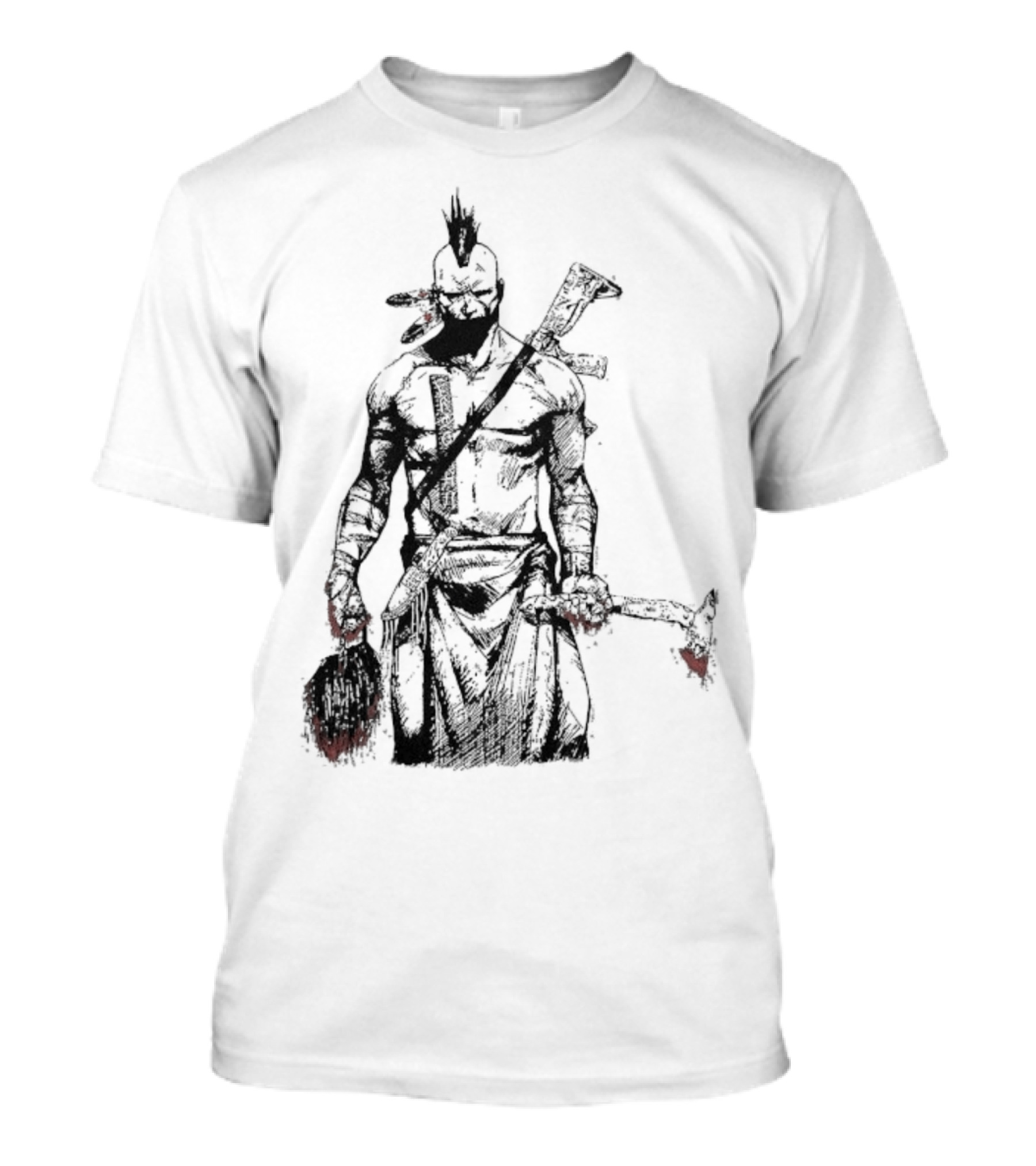 Half Face Blades Scalper Axe Warrior Style T-Shirt
