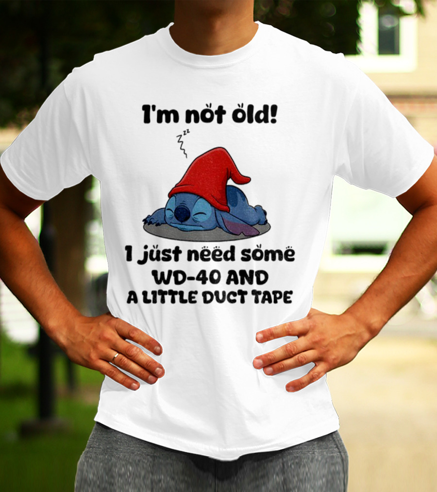 Stitch Sleepy Time WD-40 Duct Tape Humor T-Shirt