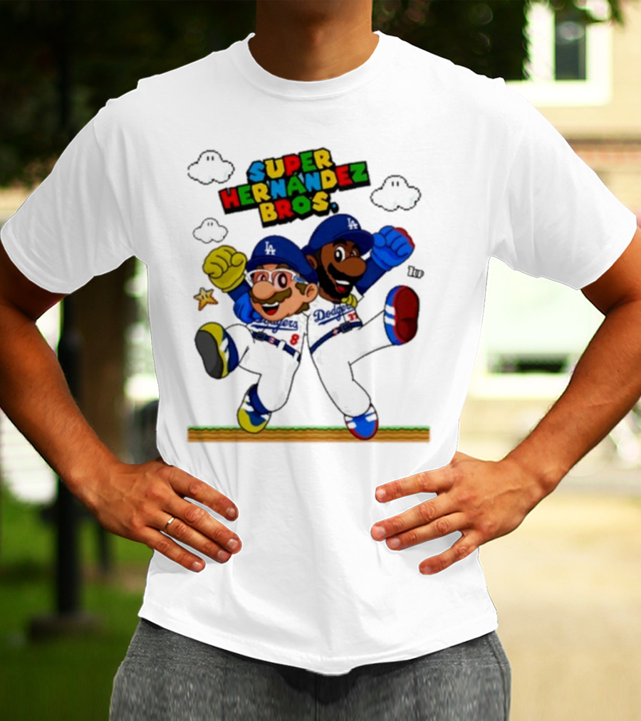 Super Hernández Bros Teoscar Kiké Let’s Go Dodgers Mario X Los Angeles Dodgers T-Shirt