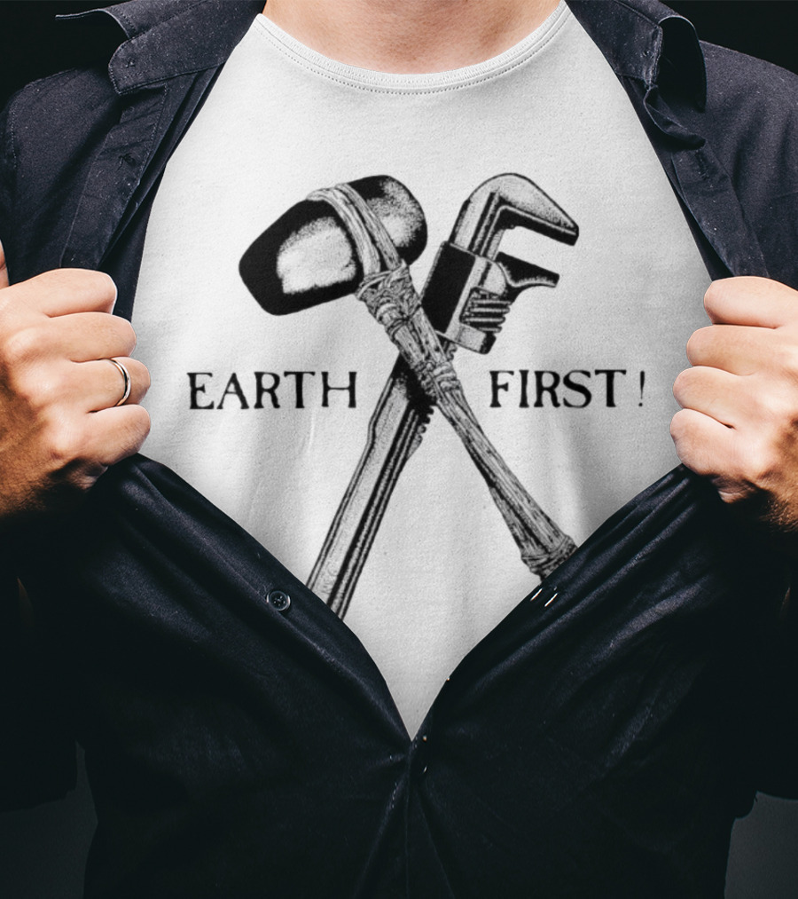 Earth First Hammer And Wrench Emblem T-Shirt