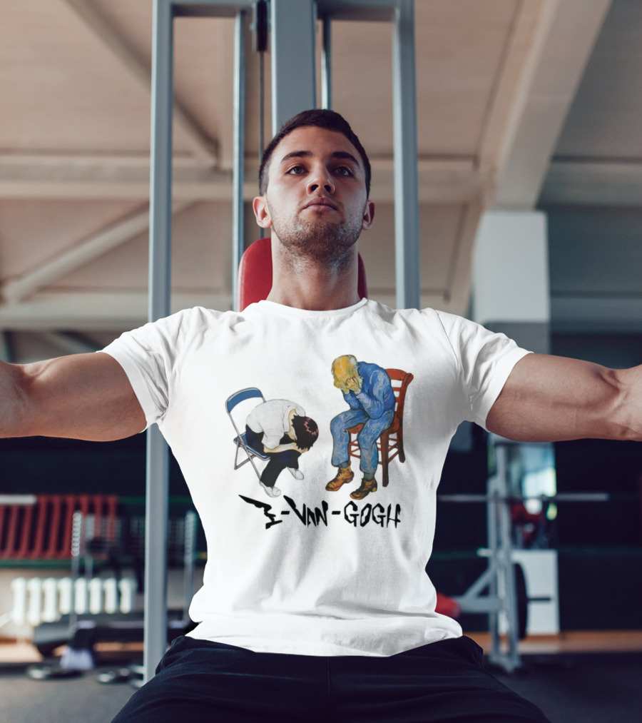 Evangogh Sadness Embrace Blue Figure Art Crossover T-Shirt