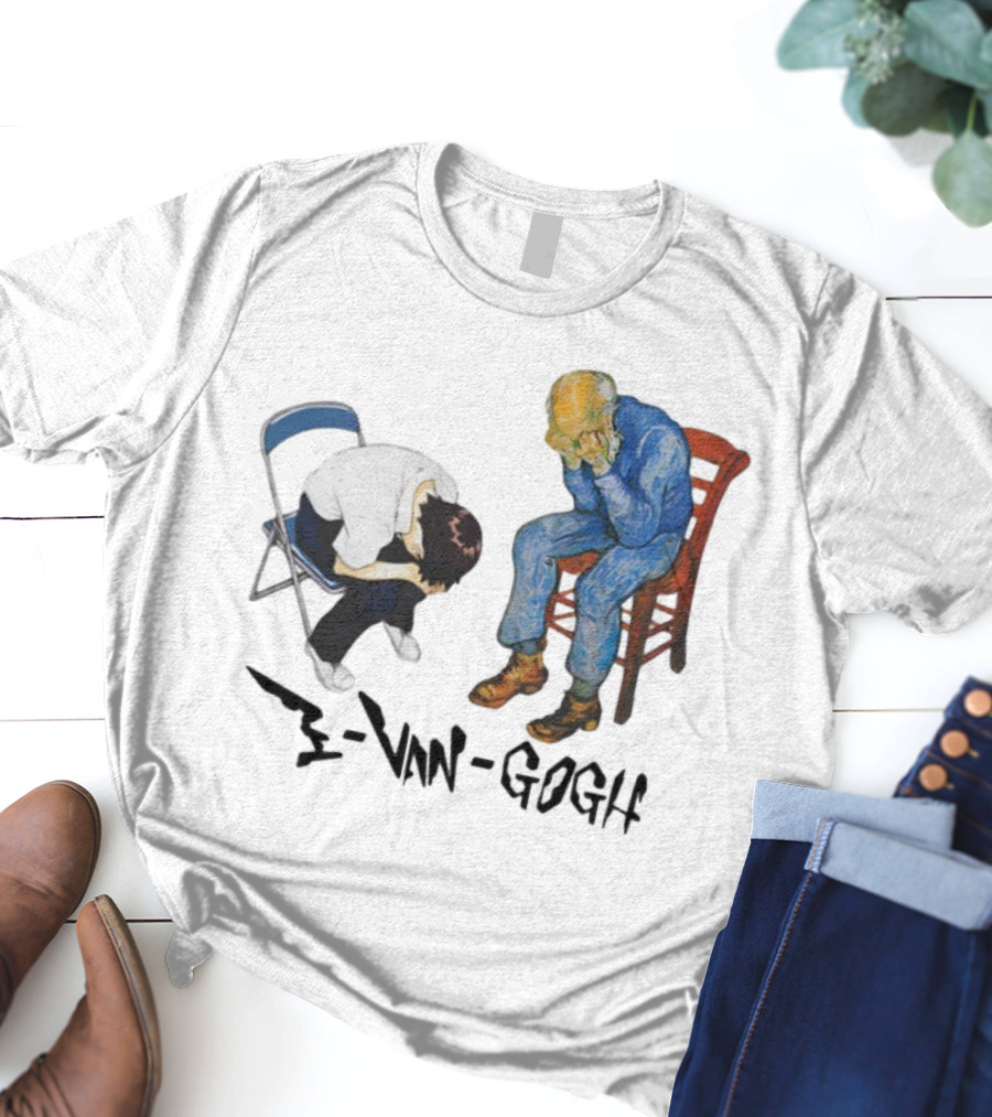 Evangogh Sadness Embrace Blue Figure Art Crossover T-Shirt