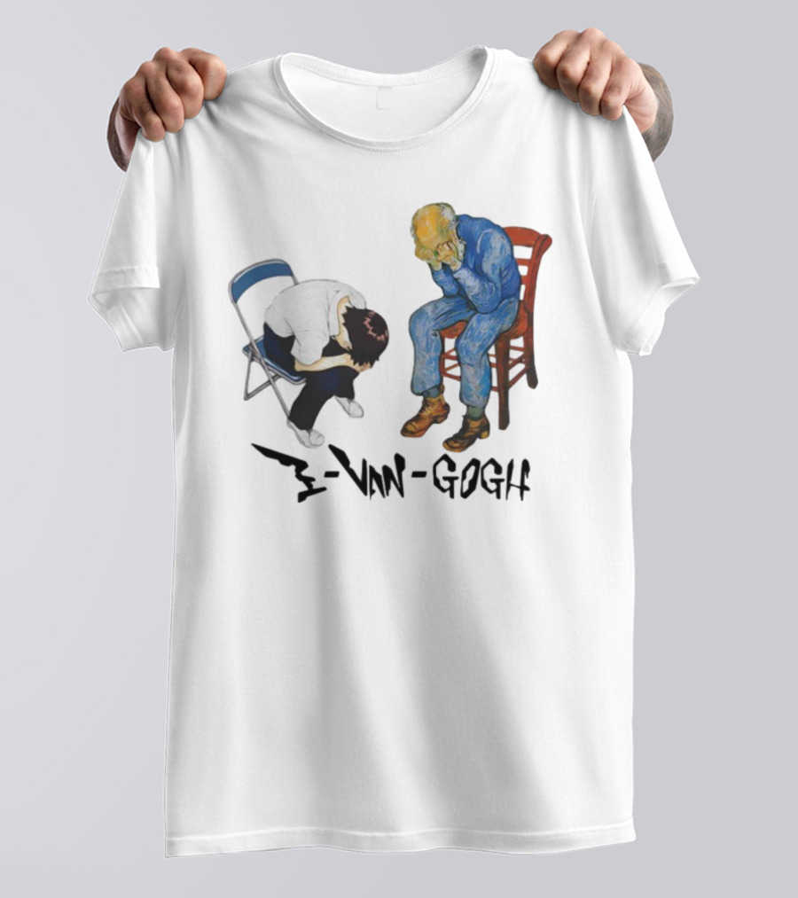 Evangogh Sadness Embrace Blue Figure Art Crossover T-Shirt