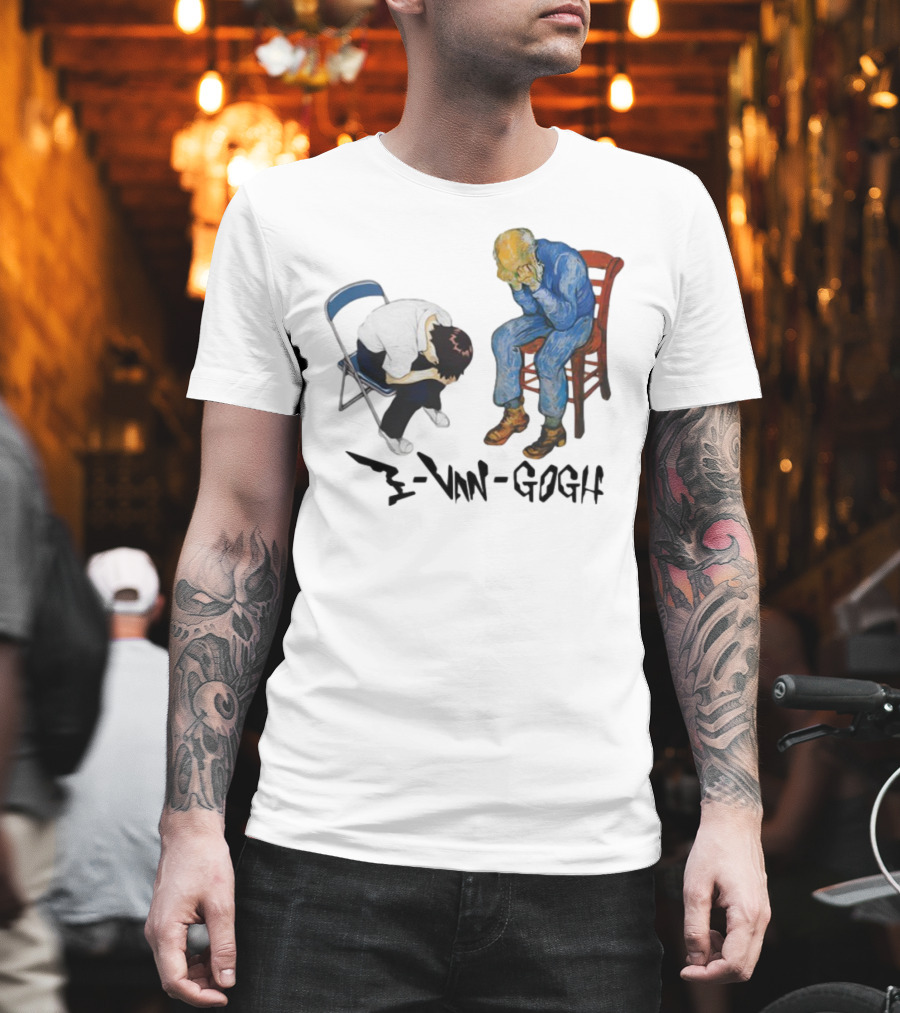 Evangogh Sadness Embrace Blue Figure Art Crossover T-Shirt