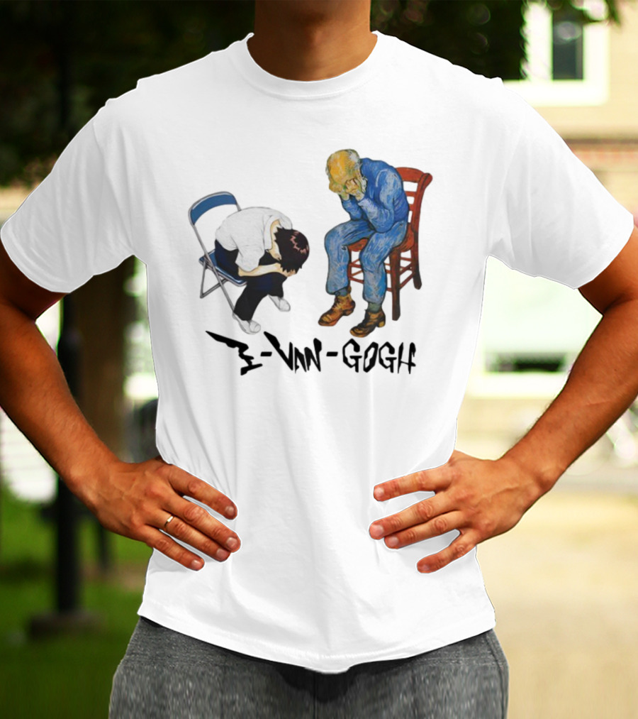Evangogh Sadness Embrace Blue Figure Art Crossover T-Shirt