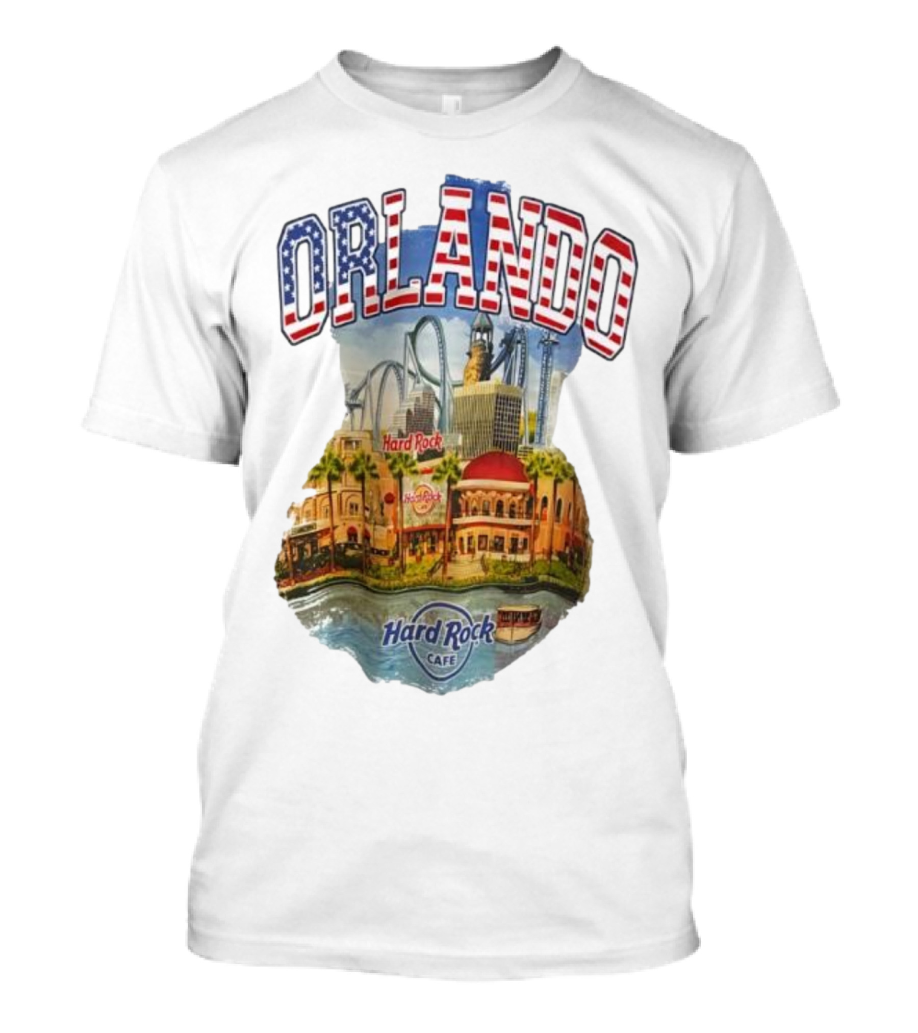 Hard Rock Cafe Orlando American Flag Skyline Roller T-Shirt