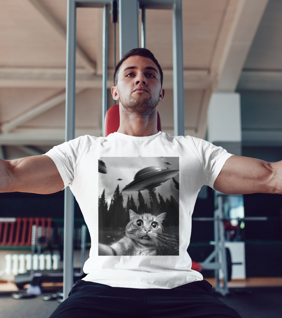 Keith Hernandez Cat Selfie Ufos Forest Scene T-Shirt