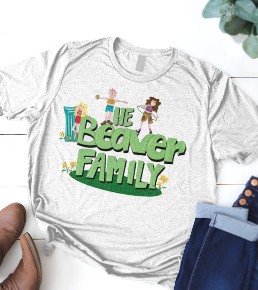 He Beaver Family Fun Characters With Flower Accents T-Shirt