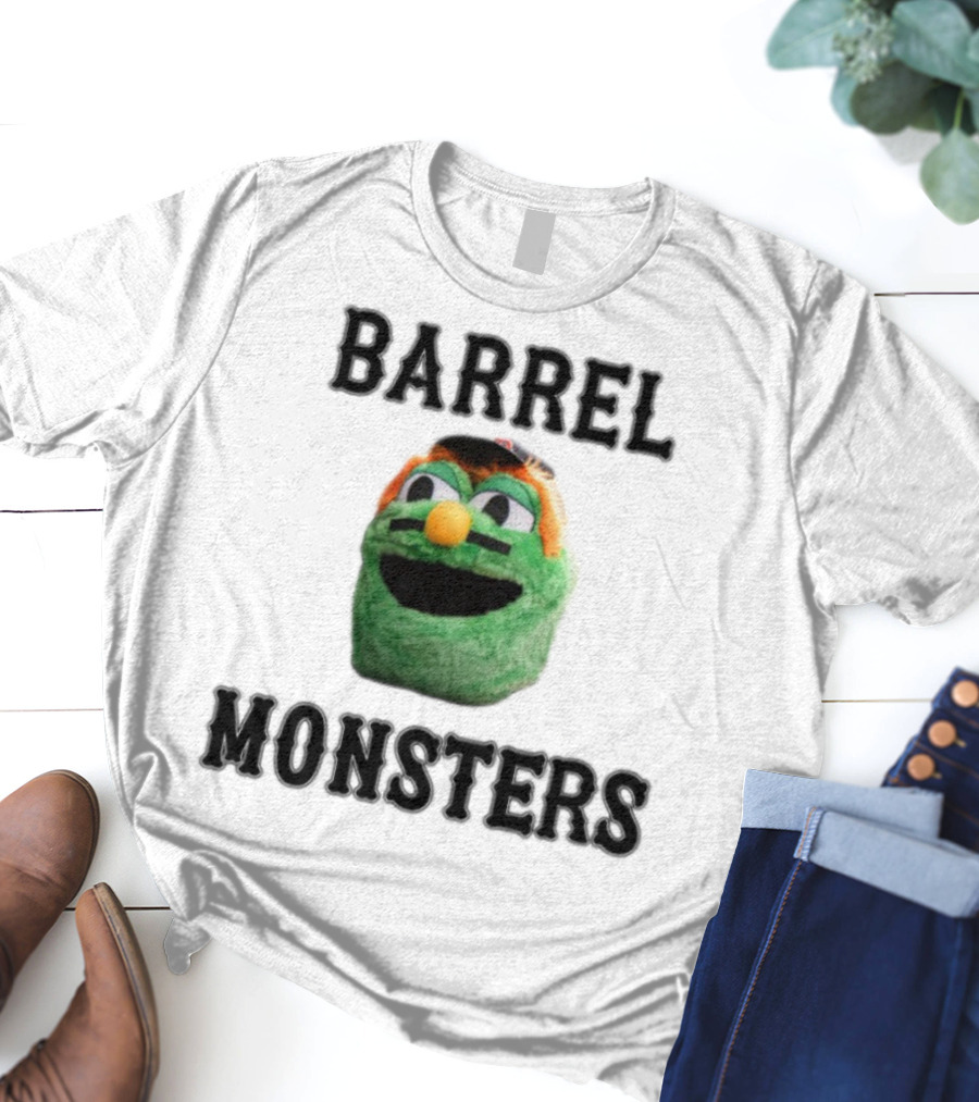 Barrel Monsters Wally Green Fur Mustache Baseball Hat T-Shirt