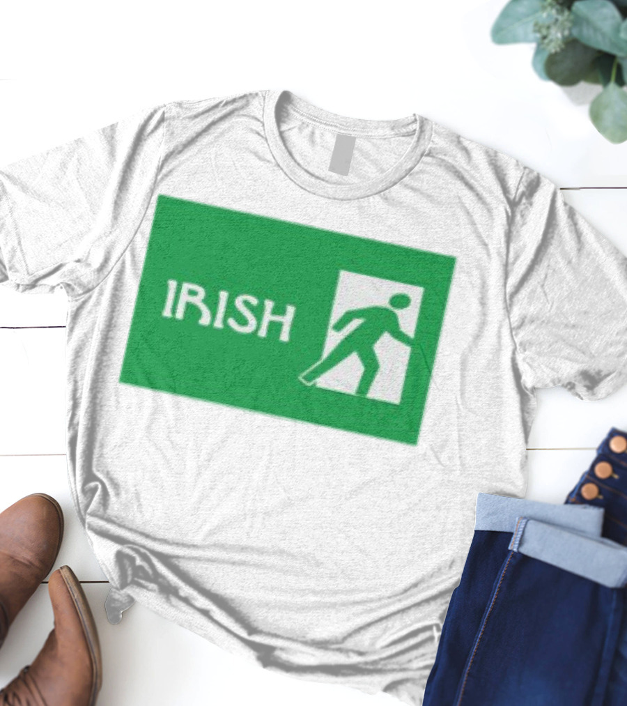 Emotionalclub Irish Exit Green Emergency Sign Style T-Shirt