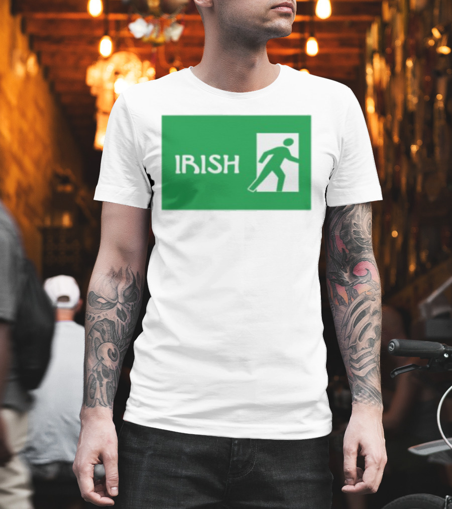 Emotionalclub Irish Exit Green Emergency Sign Style T-Shirt