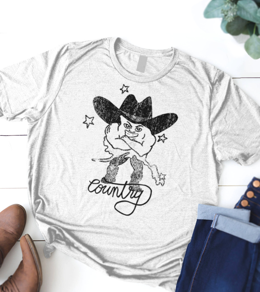 Weird Guy Cowboy With Guitar Retro Style T-Shirt