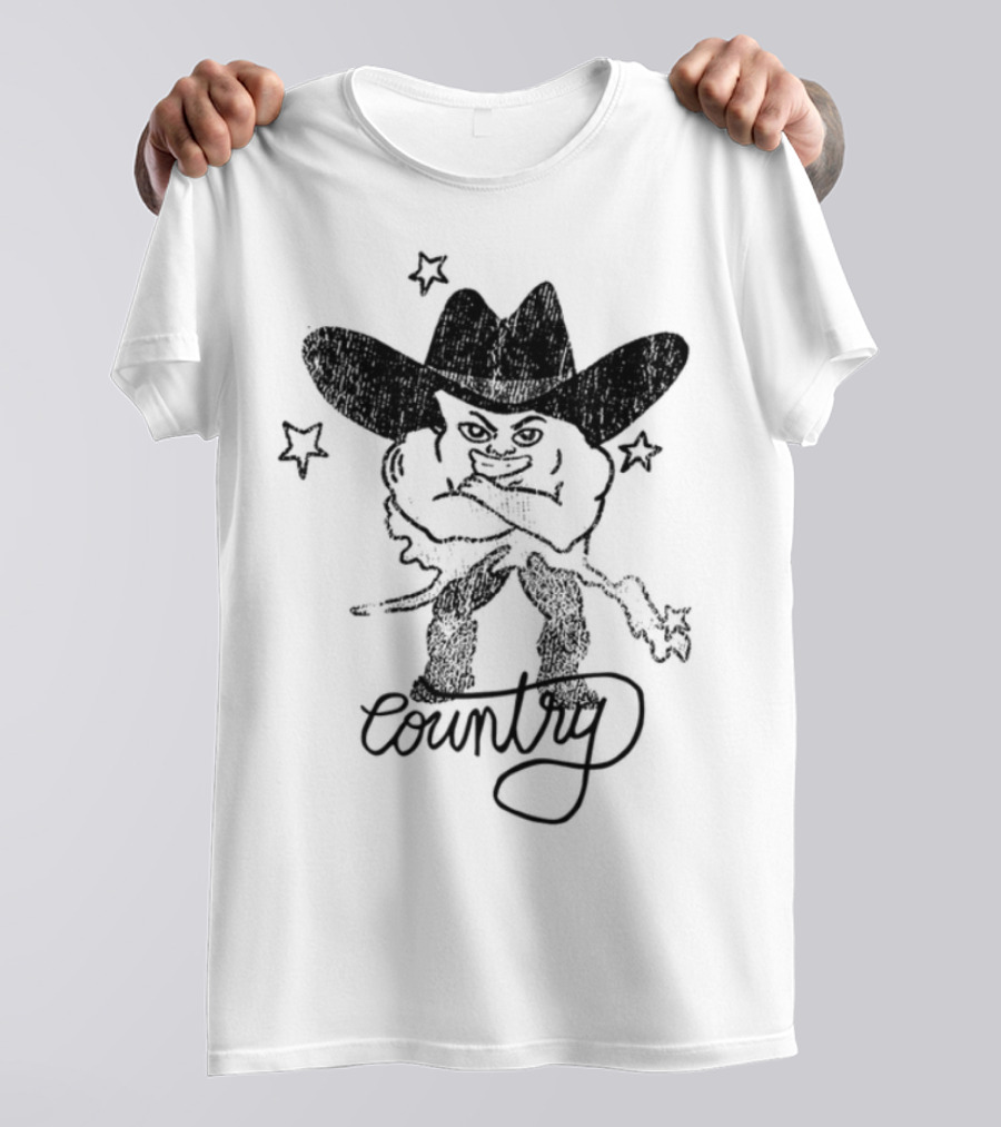 Weird Guy Cowboy With Guitar Retro Style T-Shirt