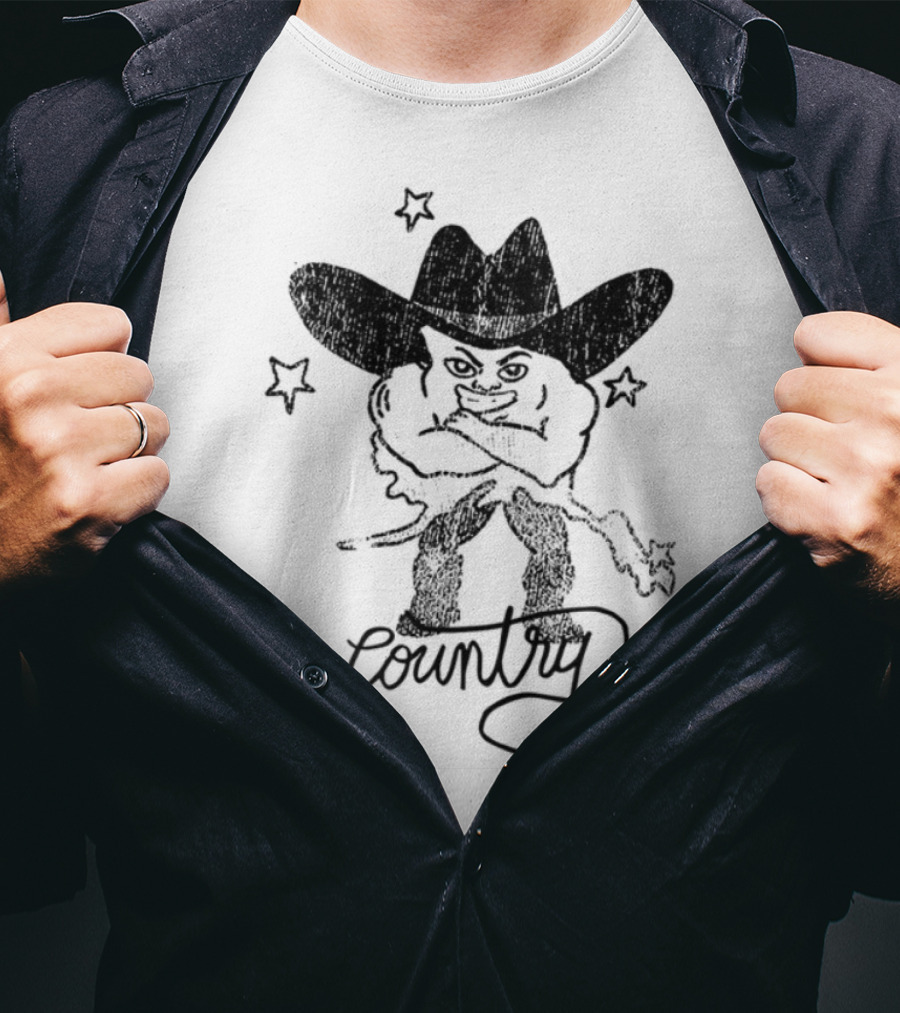 Weird Guy Cowboy With Guitar Retro Style T-Shirt