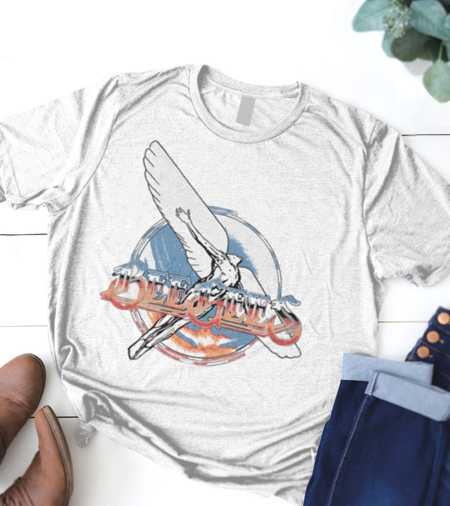 Bee Gees Spirits Having Flown Winged Figure Cloud Background T-Shirt