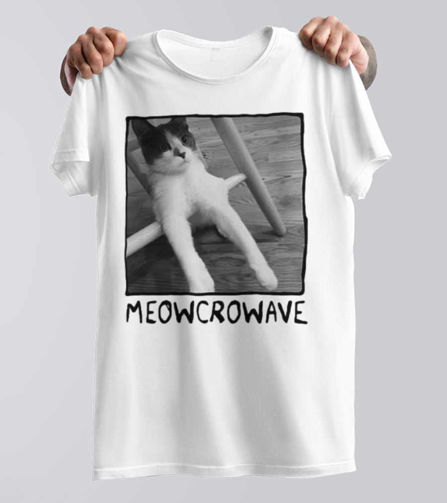 Meowcrowave Cat Humor With Cute Black And White Cat Image T-Shirt