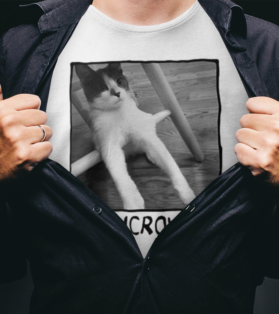 Meowcrowave Cat Humor With Cute Black And White Cat Image T-Shirt