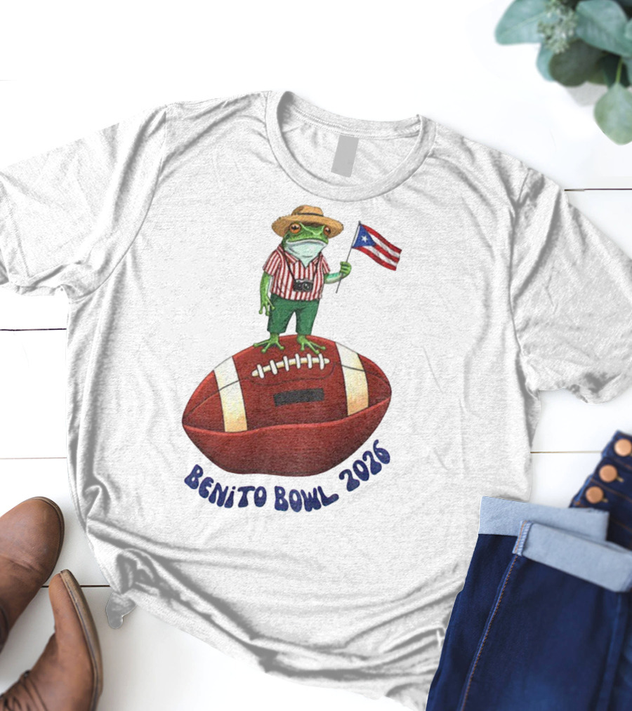 Bad Bunny Puerto Rico Frog Flag Benito Bowl 2026 Football T-Shirt