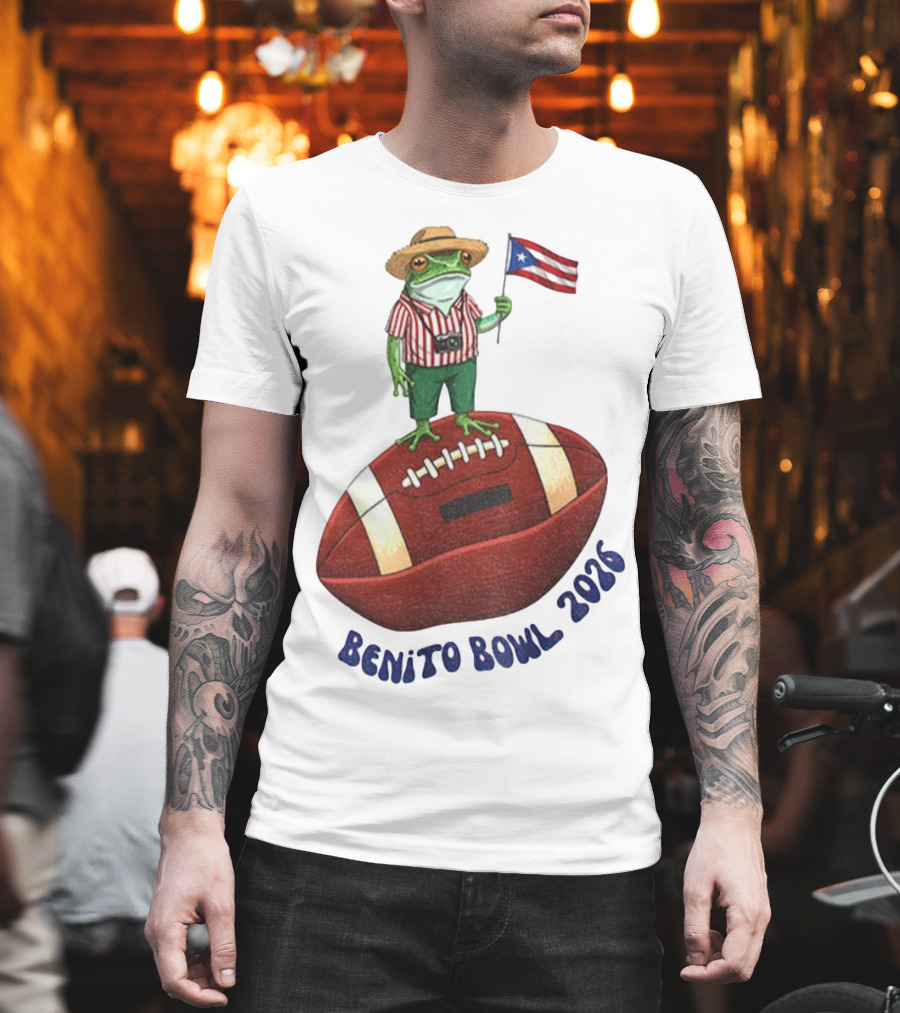 Bad Bunny Puerto Rico Frog Flag Benito Bowl 2026 Football T-Shirt