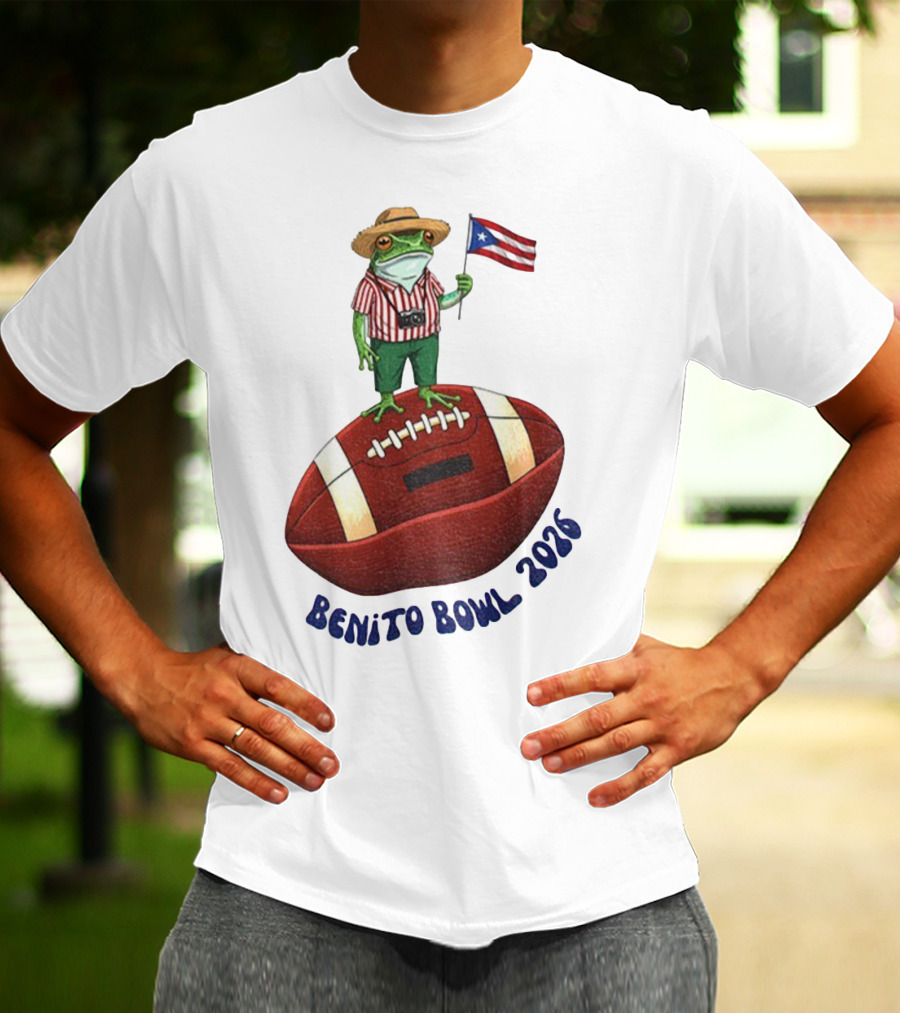 Bad Bunny Puerto Rico Frog Flag Benito Bowl 2026 Football T-Shirt