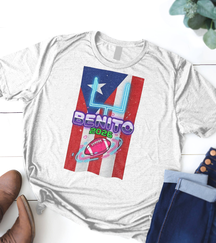 Benito 2026 Bad Bunny Super Bowl Halftime Show Fan Football Puerto Rico Flag T-Shirt