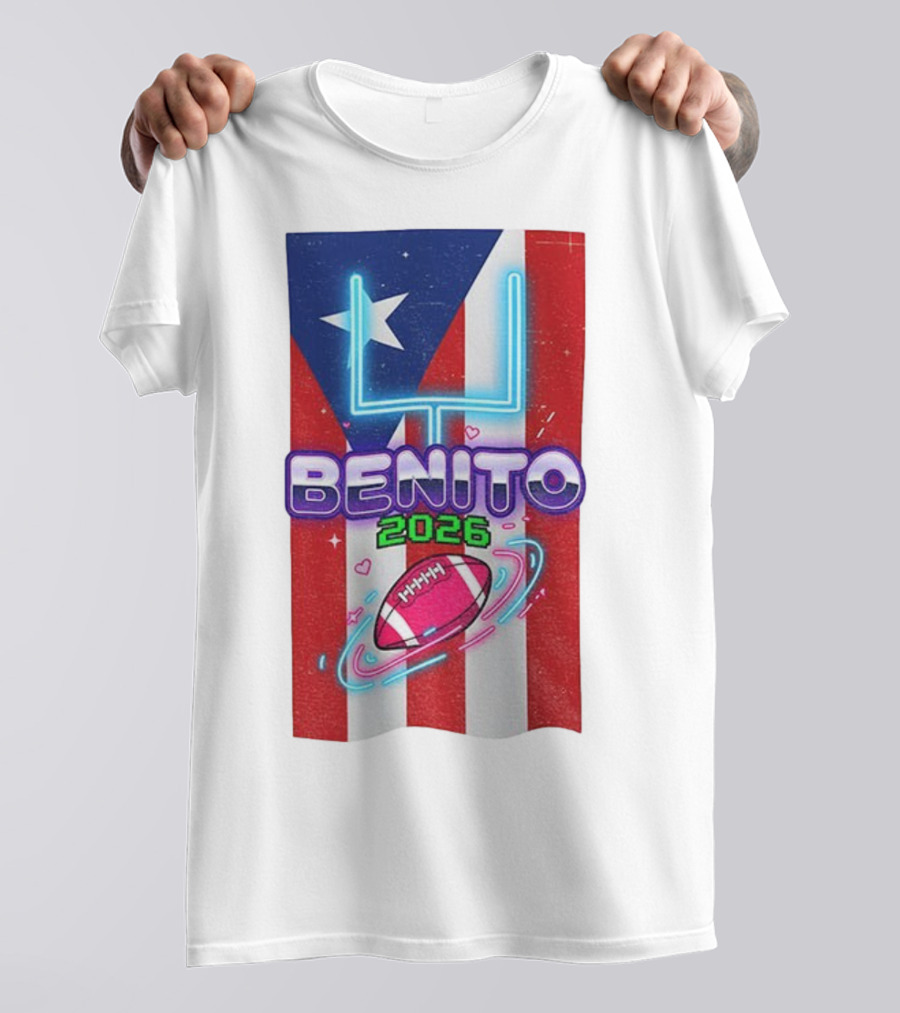 Benito 2026 Bad Bunny Super Bowl Halftime Show Fan Football Puerto Rico Flag T-Shirt
