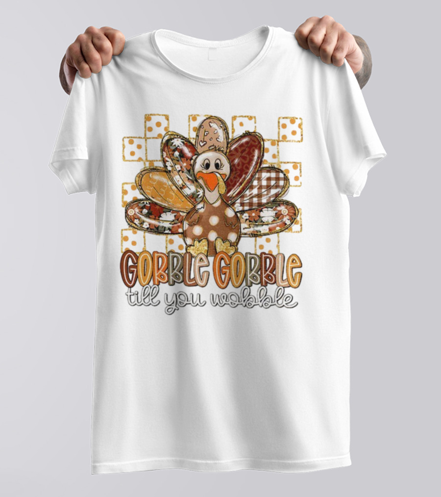 Floral Turkey Gobble Gobble Till You Wobble Thanksgiving 2025 T-Shirt