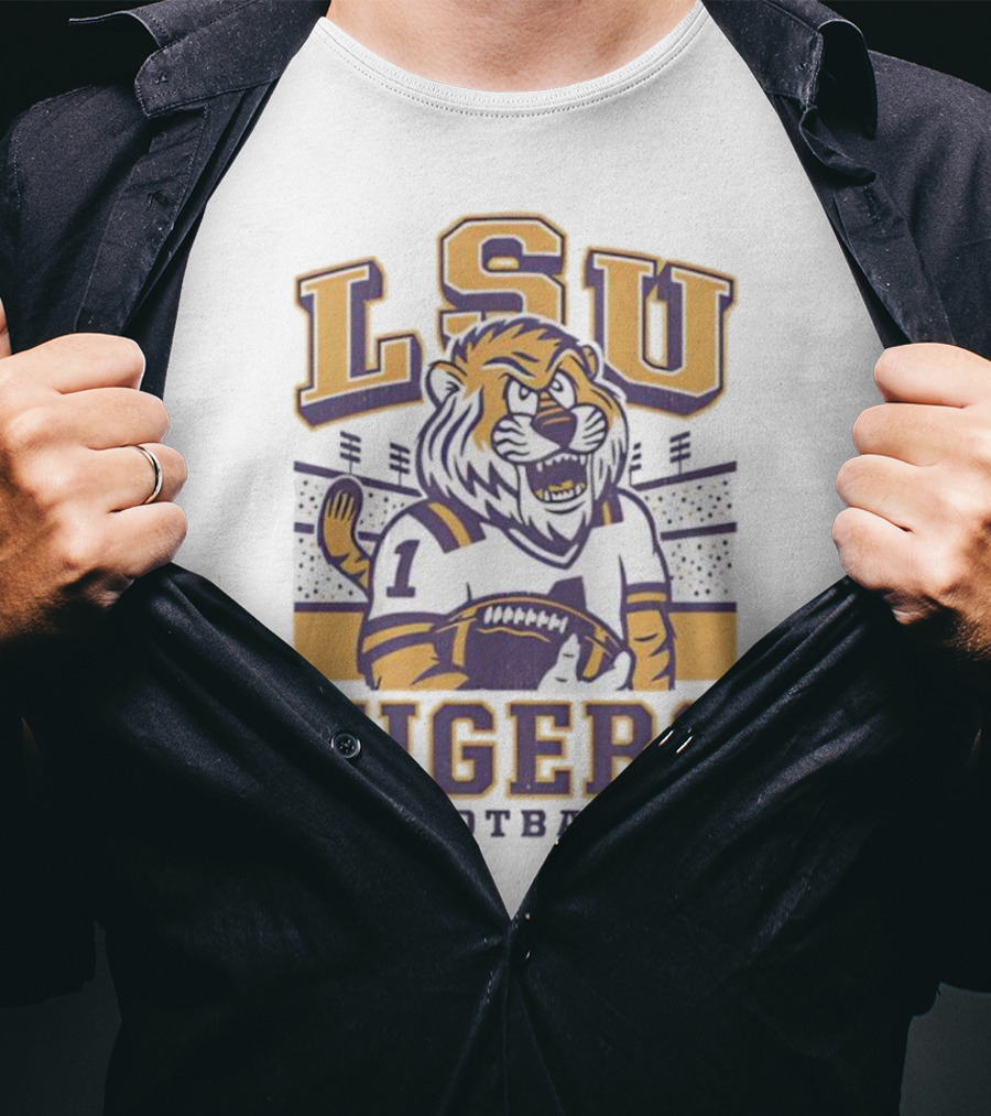 LSU Tigers Football Mike Mascot Stadium QB Number One T-Shirt