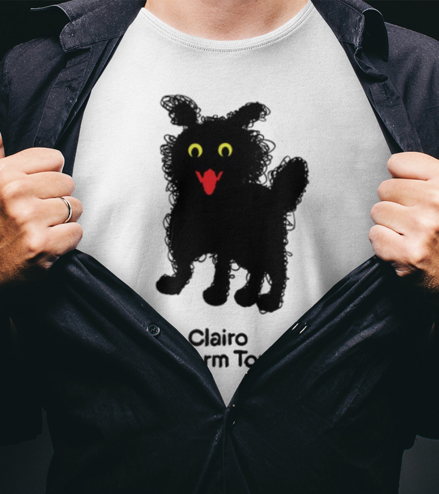 Clairo Charm Tour Yellow Eyes Red Tongue Fuzzy Cat T-Shirt