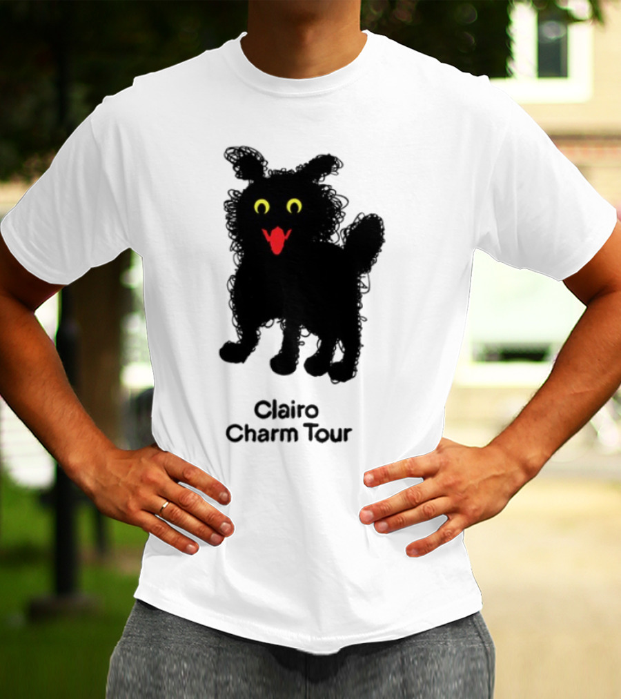 Clairo Charm Tour Yellow Eyes Red Tongue Fuzzy Cat T-Shirt