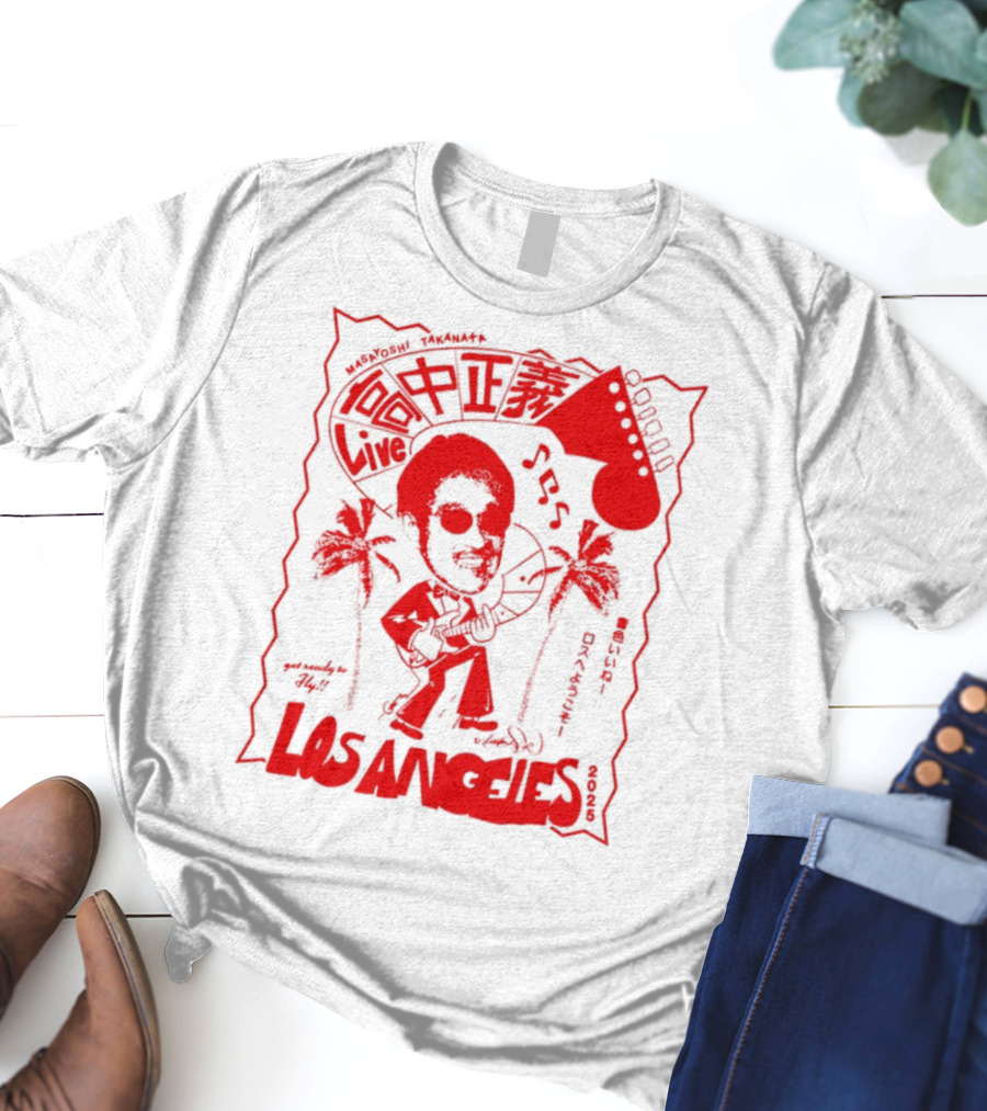 Masayoshi Takanaka Los Angeles Cartoon Guitar Palms T-Shirt