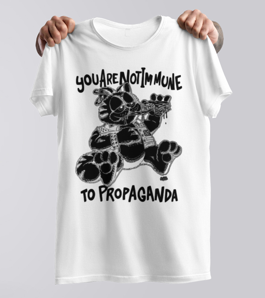 Punkwithacamera Cat With Pizza You Are Not Immune To Propaganda T-Shirt