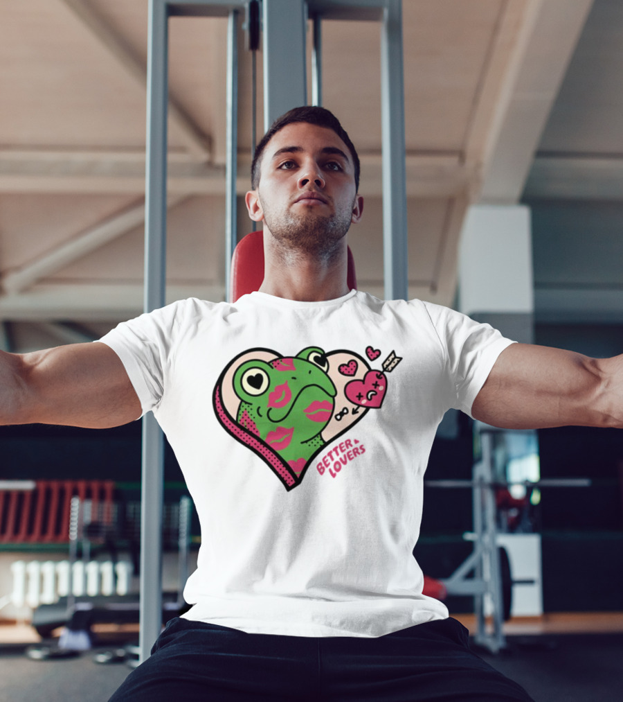 Better Lovers Love Frogs Heart Kisses Fun Graphic T-Shirt