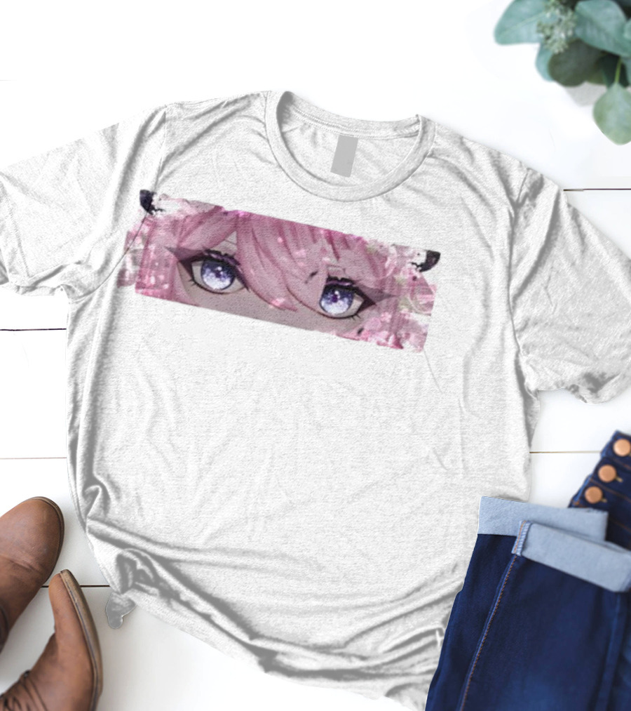 Bluefi Rose Eyes Pink Hair Floral Horns Anime Aesthetic T-Shirt
