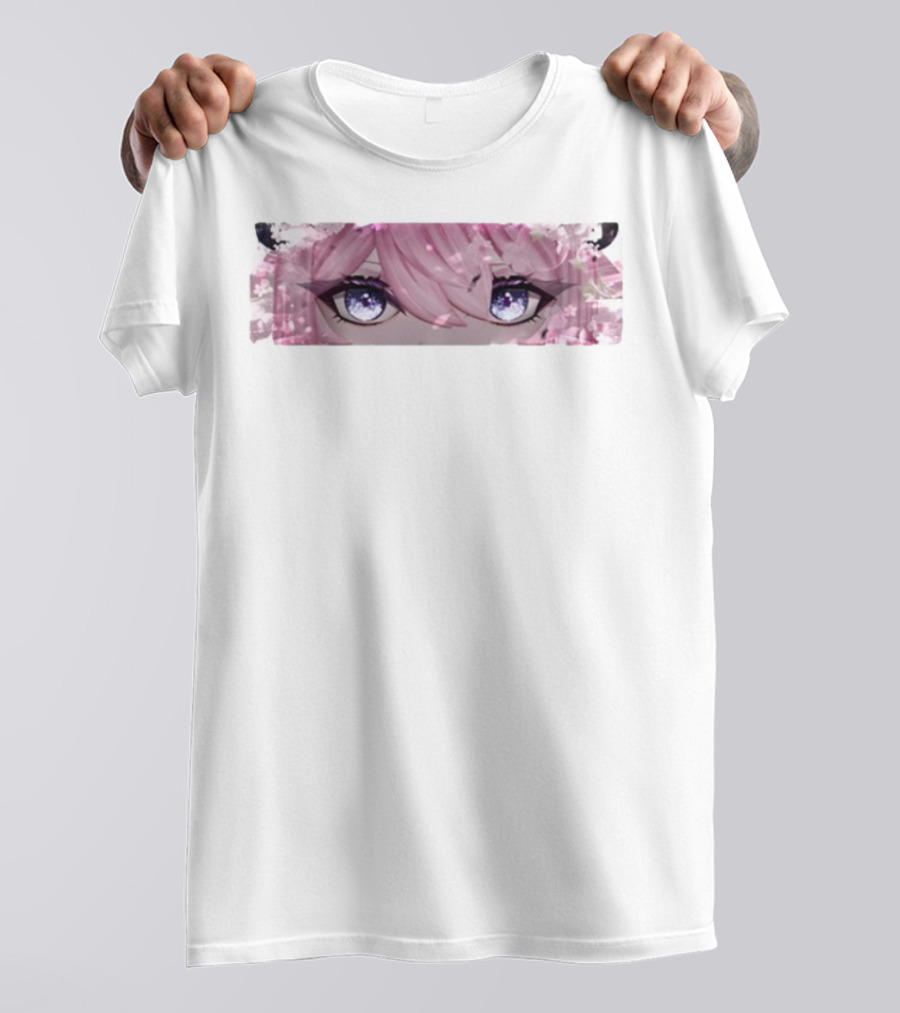 Bluefi Rose Eyes Pink Hair Floral Horns Anime Aesthetic T-Shirt