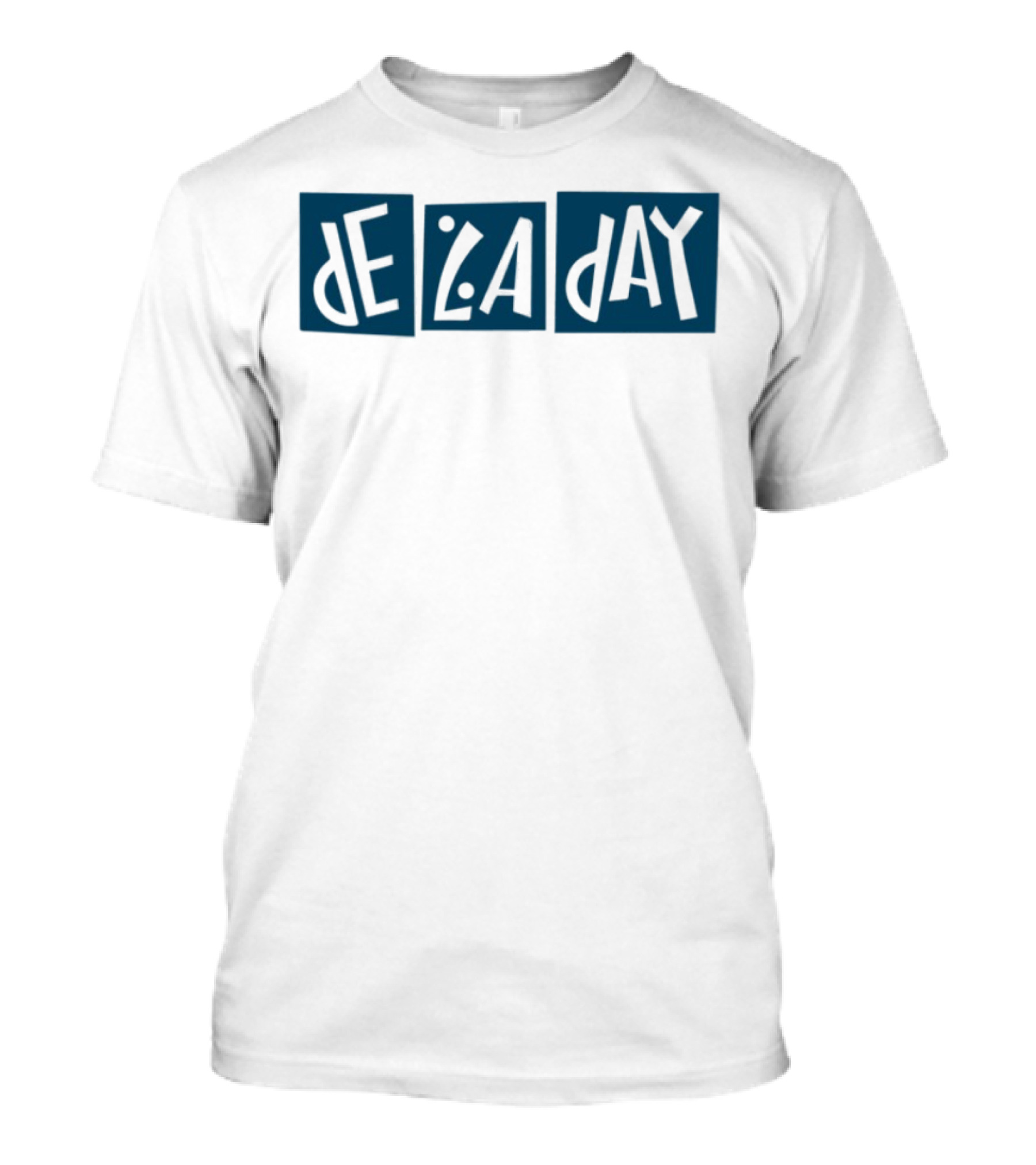 De La Day Text Typography Style In Blue Squares T-Shirt