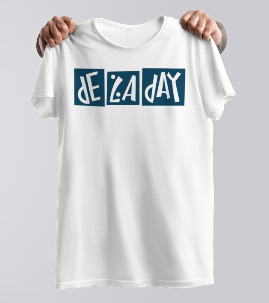 De La Day Text Typography Style In Blue Squares T-Shirt