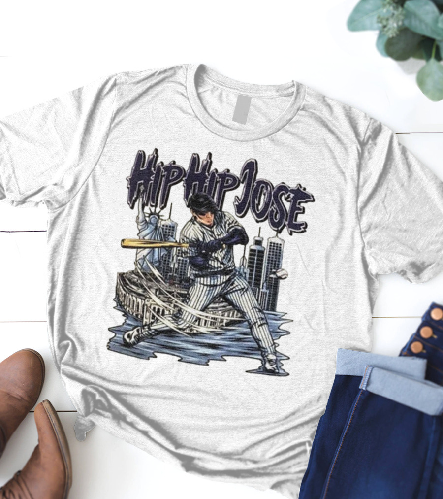 Hip Hip Jose New York Yankees Statue Of Liberty Baseball Player Comic Style T-Shirt