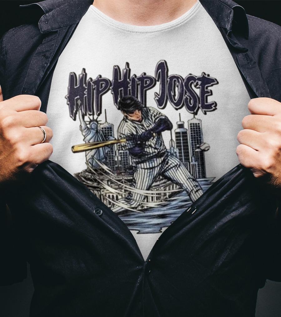 Hip Hip Jose New York Yankees Statue Of Liberty Baseball Player Comic Style T-Shirt