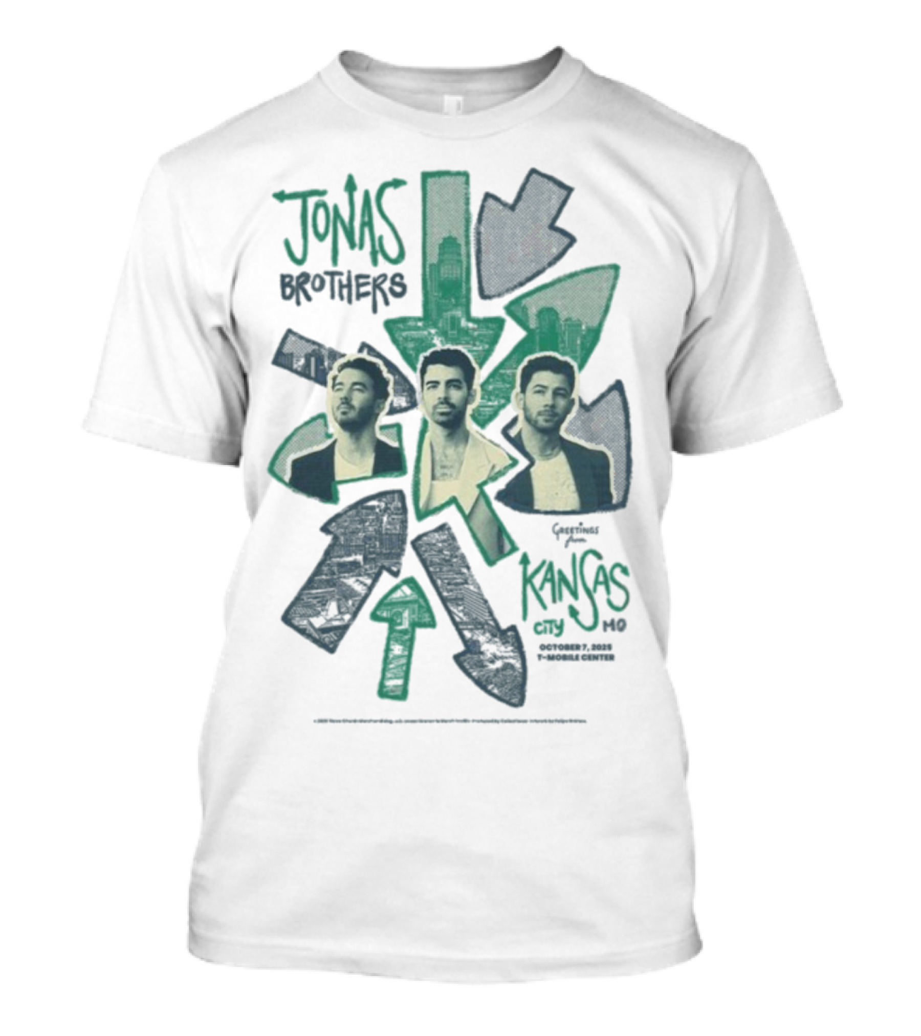 Jonas Brothers Kansas City 2025 Greetings From Kansas City MO Mobile Center October 7 T-Shirt